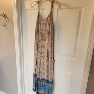 Natural Life Small Jamie Jumpsuit Wide Leg Boho Grey/Blue Flowy Sleeveless